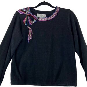 Design options Philip& Jane Gordon black sweater multi sequins vintage size xL